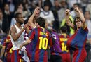 Играчите на "Барселона" се радват след последния съдийски сигнал