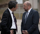 Президентът Росен Плевнелиев разговаря с председателя на Европейския парламент Мартин Шулц. Двамата се срещнаха във Флоренция в Деня на Европа - на 9 май.<br />