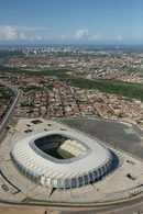Изглед към стадион "Кастелао" в град Форталеза, на който ще се играят част от мачовете от световното първенство в Бразилия тази година.