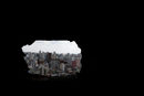 Изглед към Сао Пауло от дупка в стената на "Prestes Maia".