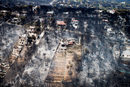 От въздуха се виждат изгорелите къщи и дървета след опустошителния пожар в село Мати, близо до Атина, Гърция.