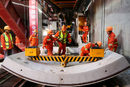 Тунелопробивна машина в действие на строителна площадка в Нантонг, Китай.