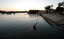 Скок в река Ефрат в близост до Нориас в Хит, Ирак.