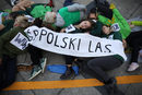 Кадър от протеста във Варшава, Полша.