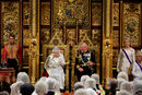 Британската кралица Елизабет Втора по време на речта си на откриващото заседание на парламента в Лондон.