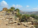 На изток храмовете на Юнона, Конкордия и Херкулес се издигат над скалист гребен, който гледа към морето, а на запад са колосалните останки от храма на Юпитер и храмовете на Диоскурите (Кастор и Полукс) и на Вулкан.