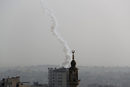 Ракета, изстреляна от ивицата Газа към Израел. Газа.