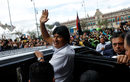 Изгоненият президент на Боливия Ево Моралес след церемония пред кметството в Мексико сити, Мексико.<br /><br />Моралес подаде оставка под натиска на военните като президент на Боливия и замина за Мексико - страната, която му предостави политическо убежище.