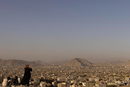 Поглед от високо към Кабул, Афганистан.