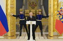 Руският президент Владимир Путин произнася реч по време на церемонията по приемане на акредитивните писма на чуждестранните посланици в Кремъл в Москва, Русия
