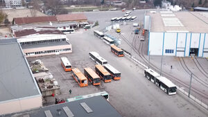 Автобусните гаражи на градския транспорт в София (видео от дрон)
