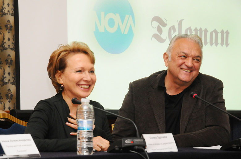 Силвия Зурлева и Сашо Диков на пресконференцията на 19 февруари за предаването "Дикoff"