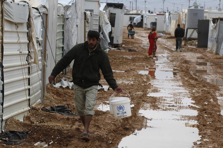 Бежанският лагер "Заатари" в Йордания, в който живеят близо 80 000 души.