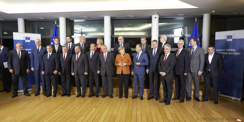 Фамилна снимка на лидерите от срещата за имиграцията на Западните балкани.