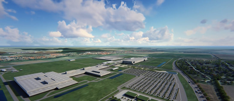 Компютърно изображение на бъдещия завод край Нитра, Словакия.