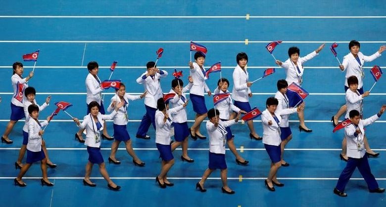 Отборът на Северна Корея по време на Азиатските игри през 2014 г. в Южна Корея