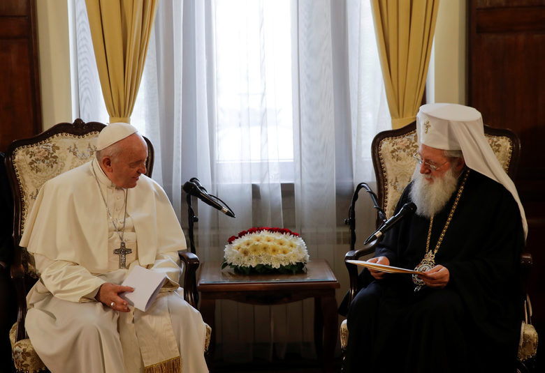 папа Франциск и патриарх Неофит