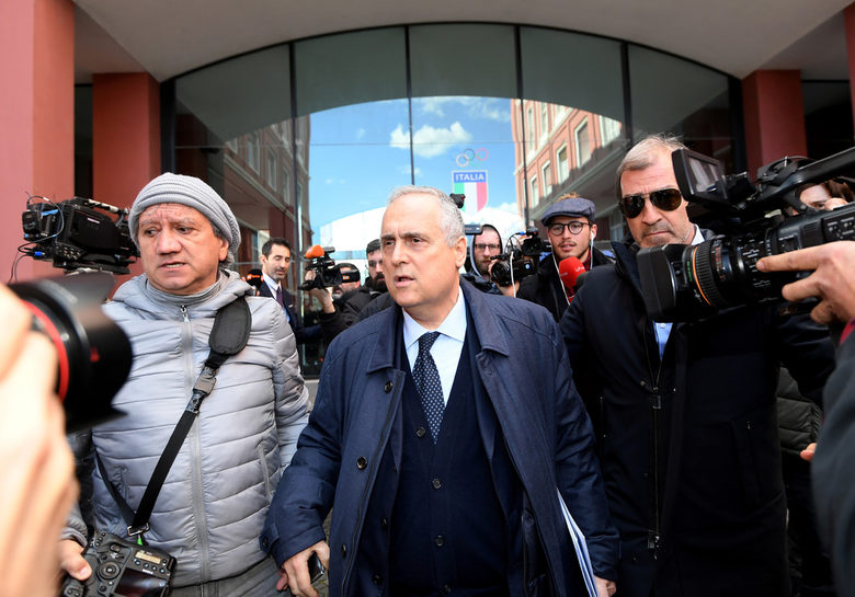 Президентът на "Лацио" Клаудио Лотито след срещата между клубовете и спортното министерство