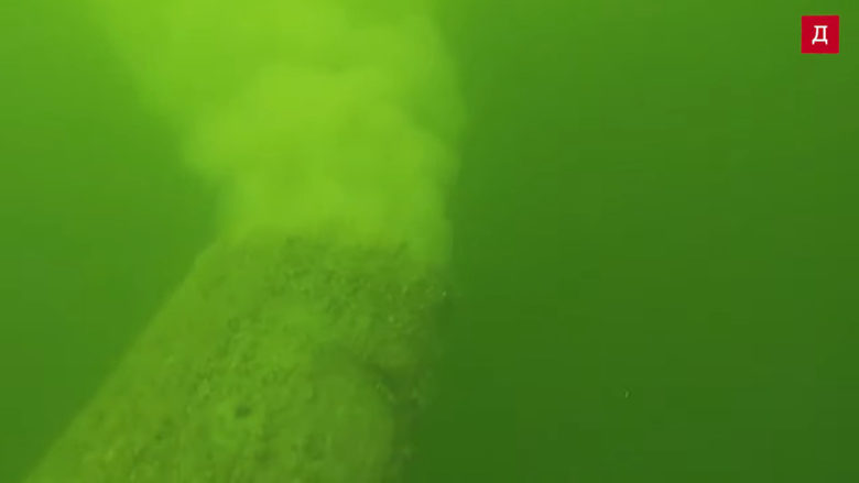 Скрийншот от видеото, което показва изтичането на 8.3 хил. куб. м фекални води дневно във Варненското езеро през миналата година