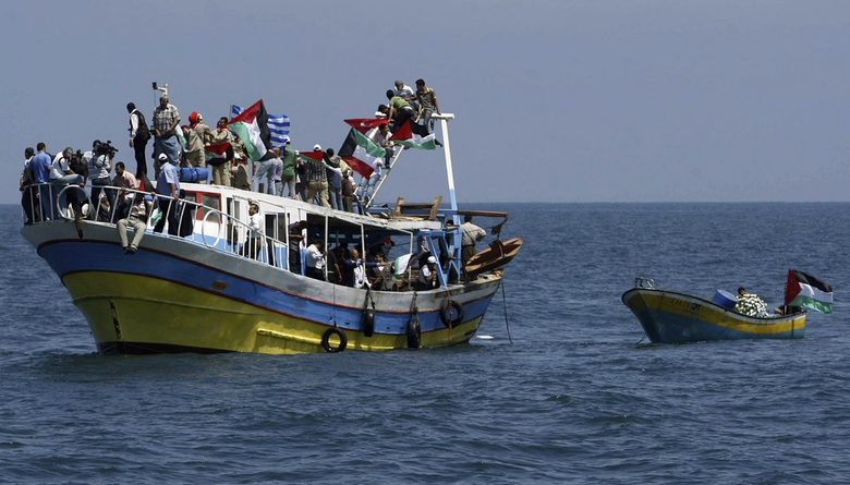 Палестинци тренираха ден по-рано за празнично посрещане на малката хуманитарна флотилия.