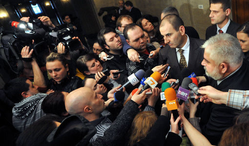 Вътрешният министър Цветан Цветанов говори пред журналисти<br />