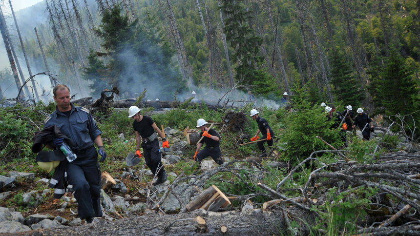 Както и при <a href="http://www.dnevnik.bg/temi/pojarut_na_vitosha/" target="_blank">големия пожар на Витоша</a> в началото на юли, така и при този в Рила се гаси основно ръчно, тъй като техника не може да достигне до мястото
