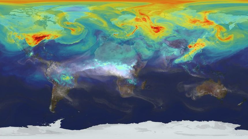 Наскоро NASA показа как въглеродните емисии обикалят планетата