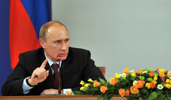 Путин при посещението му в България, 2010 г.