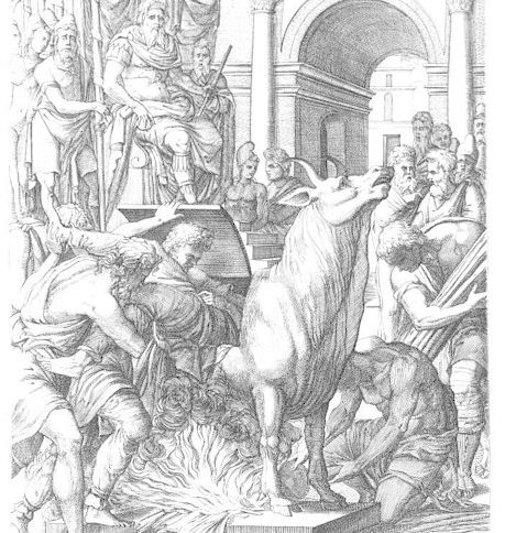 Фаларис затваря художника Перилай в бронзовия бик (16 век)