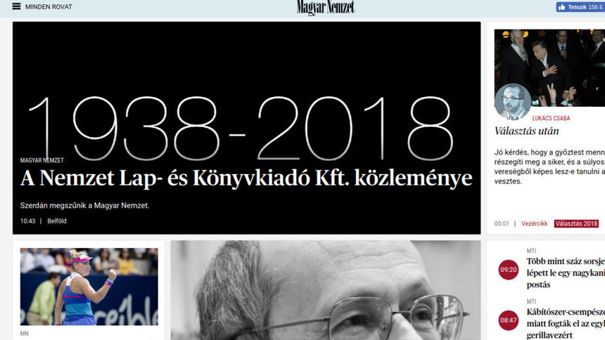 Един от двата опозиционни ежедневника в Унгария спира да излиза