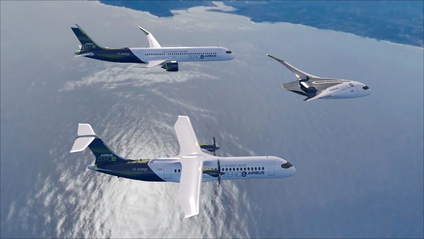 "Еърбъс" показа три идеи за самолети, задвижвани с водород
