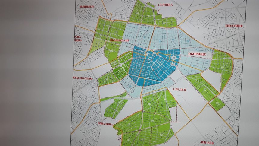 В тълносиньо е сегашната синя зона, а в светлосиньо е разширената.