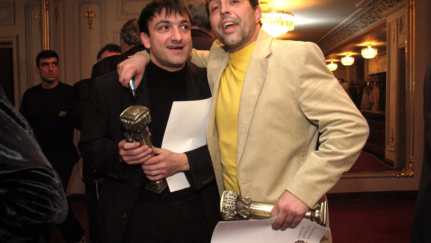 Председателят на САБ Христо Мутафчиев и Васил Василев Зуека на връчването на наградите &quot;Икар&quot;<br />