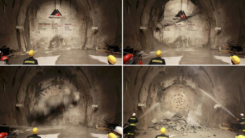 Mашината "Сиси" прокопава финалните метри от тунела "Готард"